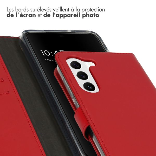 Selencia Étui de téléphone portefeuille en cuir véritable Samsung Galaxy S23 - Rouge