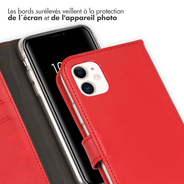 Selencia Étui portefeuille en cuir véritable Apple iPhone 11 - Rouge