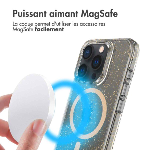 imoshion Coque arrière transparente Pailletée avec MagSafe Apple iPhone 15 Pro Max - Doré