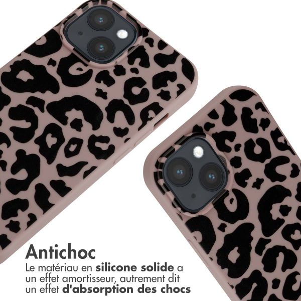 imoshion Coque design en silicone avec cordon Apple iPhone 15 - Animal Pink