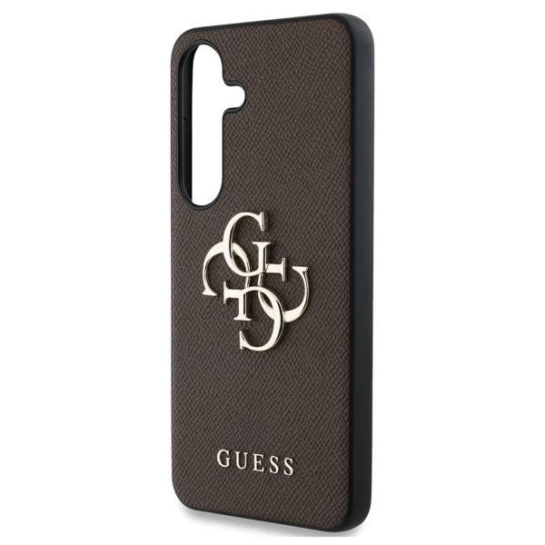 Guess Coque 4G Metal Logo Saffiano Samsung Galaxy S25 - Marron
