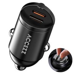 Accezz Chargeur de voiture | Chargeur rapide avec 2 ports - 2x USB-C 65 watts - Noir