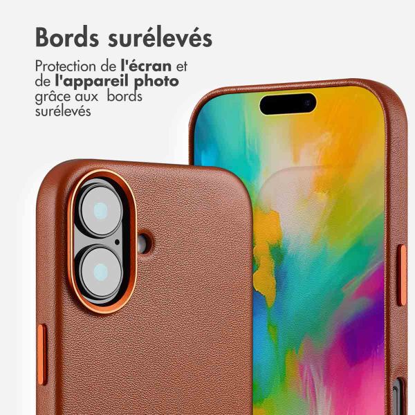 Accezz Coque arrière en cuir avec MagSafe Apple iPhone 16 - Sienna Brown