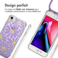 imoshion Coque Design avec cordon Apple iPhone SE (2022 / 2020) / 8 / 7 - Tropical Violet Flowers Connect