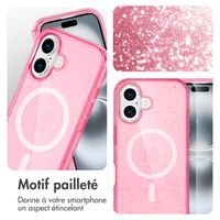 imoshion Coque Pailletée avec MagSafe Apple iPhone 16 - Paillettes Rose