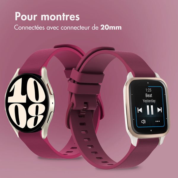 imoshion Bracelet sport en silicone avec boucle - Connexion universelle 20 mm - Fuchsia