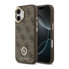 Guess Coque arrière en cuir avec logo Strass classique et MagSafe Apple iPhone 17 - Marron