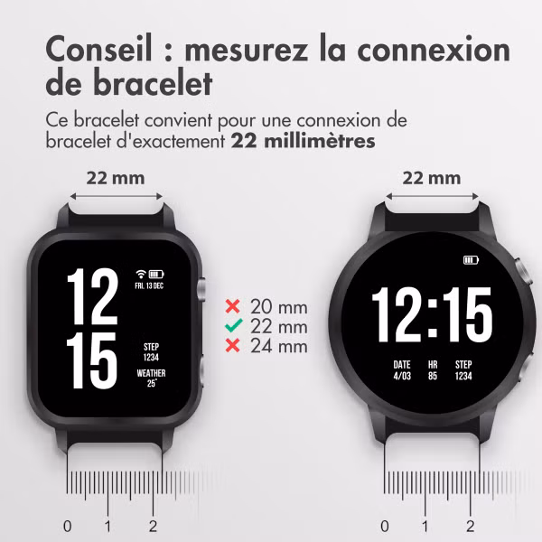 imoshion Bracelet Sport en silicone - Connexion universelle de 22 mm - Rouge