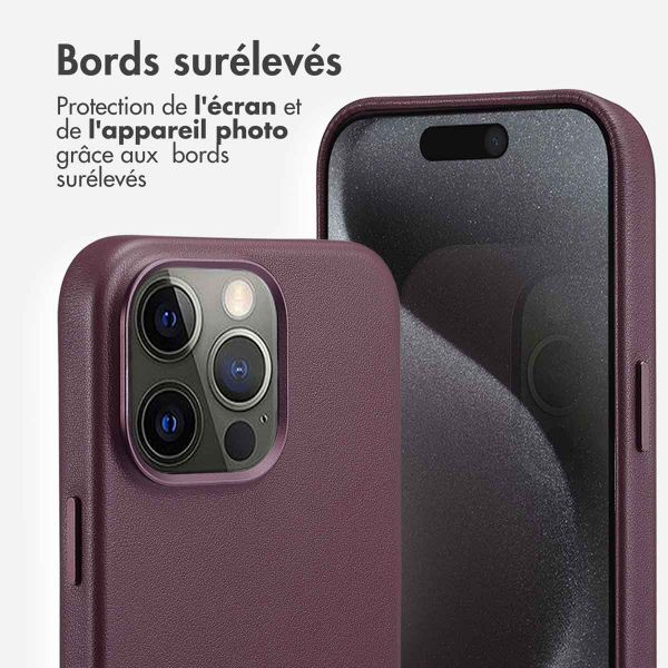 Accezz Coque arrière en cuir avec MagSafe Apple iPhone 15 Pro Max - Heath Purple