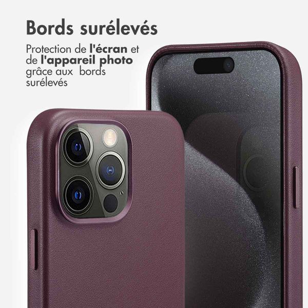 Accezz Coque arrière en cuir avec MagSafe iPhone 15 Pro Max - Heath Purple