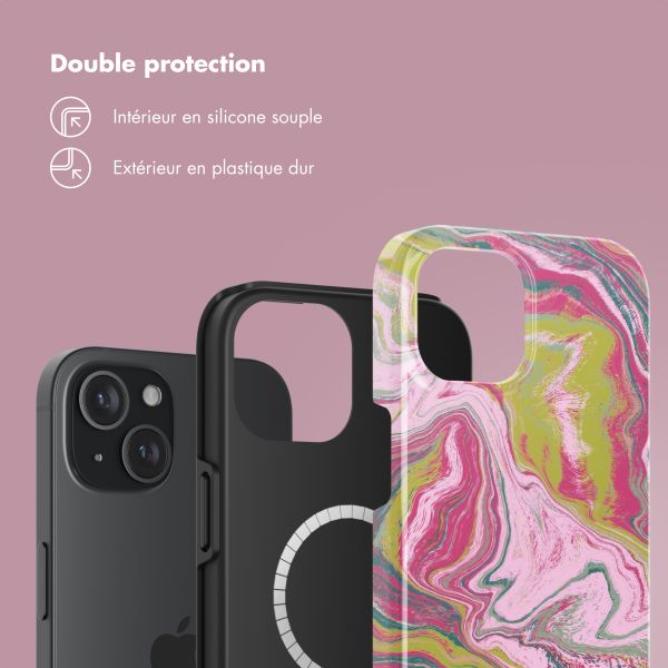 Selencia Coque arrière Vivid Tough avec MagSafe iPhone 15 - Marble Pink