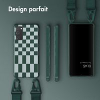 Selencia ﻿Coque design en silicone avec cordon amovible Samsung Galaxy S20 FE - Irregular Check Green