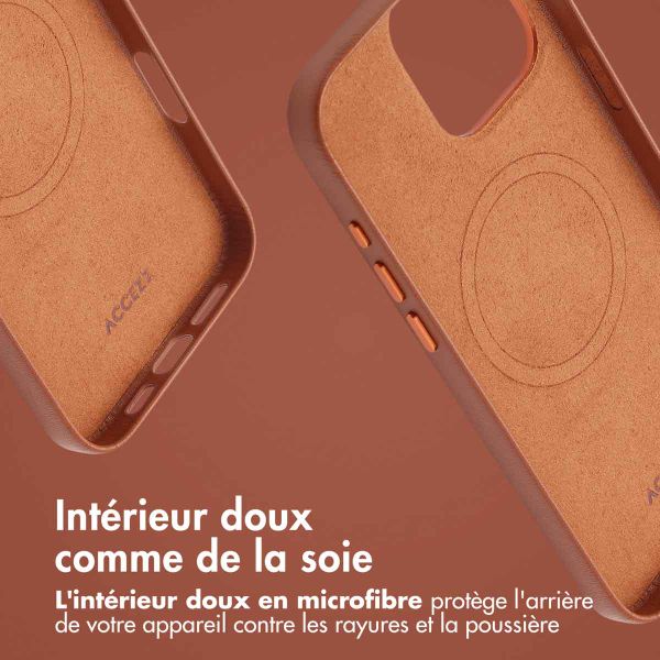 Accezz Coque arrière en cuir avec MagSafe iPhone 16 Pro Max - Sienna Brown