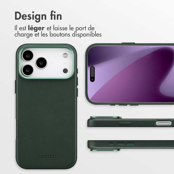 Accezz Coque arrière en cuir avec MagSafe Apple iPhone 17 Pro Max - Cedar Green