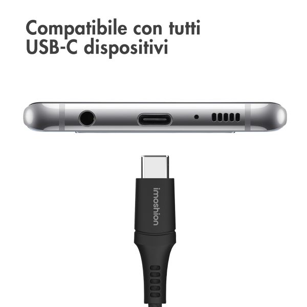 imoshion Braided USB-C vers câble USB-C - 2 mètre  - Noir