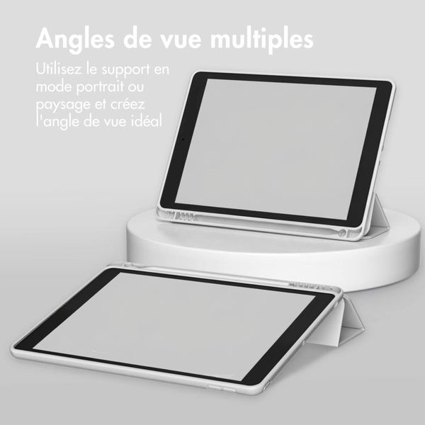 Accezz Coque tablette portefeuille Smart Silicone Apple iPad 9 (2021) 10.2 pouces / iPad 8 (2020) 10.2 pouces / iPad 7 (2019) 10.2 pouces - Gris