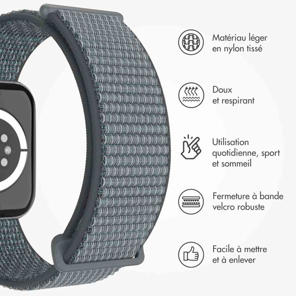 imoshion Bracelet en nylon⁺ Apple Watch Series 1 á 9 / SE (38/40/41 mm) | Series 10 (42 mm) - Ash Green