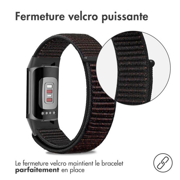 imoshion Bracelet en nylon le Fitbit Charge 5 / Charge 6 - Taille S - Noir