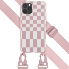 Selencia Coque design en silicone avec cordon amovible Apple iPhone 11 Pro - Irregular Check Sand Pink