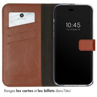 Selencia Étui portefeuille en cuir véritable Apple iPhone 14 Pro Max - Marron clair