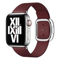 Apple Bracelet Leather Band Modern Buckle Apple Watch Series 1 t/m 9 / SE (38/40/41 mm) | Series 10 / 11 (42 mm) - Taille L - Garnet