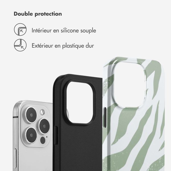 Selencia Coque arrière Vivid Tough iPhone 14 - Colorful Zebra Sage Green