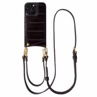 Selencia Nova coque arrière en cuir véritable avec porte-cartes Apple iPhone 13 Pro - Dark Chocolate