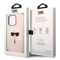 Karl Lagerfeld Coque arrière Karl's Head Liquid Silicone MagSafe iPhone 14 Pro - Rose