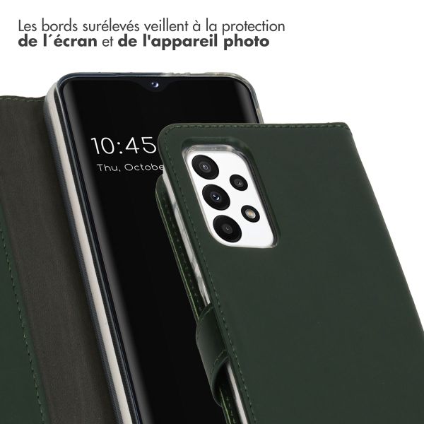 Selencia Étui portefeuille en cuir véritable Samsung Galaxy A23 (5G) - Vert
