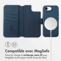 Accezz Étui de télephone portefeuille en cuir 2-en-1 avec MagSafe Apple iPhone 16e - Nightfall Blue