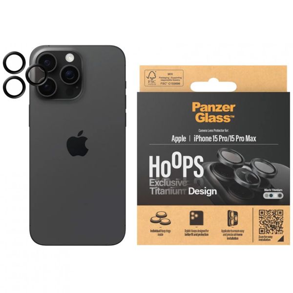 PanzerGlass Protection Caméra Hoops Optic Rings Apple iPhone 15 Pro / 15 Pro Max - Black Titanium