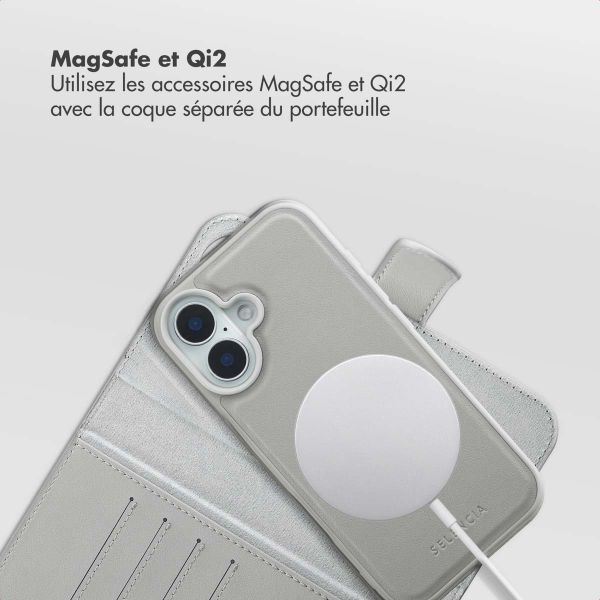 Selencia Étui portefeuille amovible Olyn avec MagSafe Apple iPhone 16 - Gris