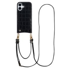 Selencia Coque de télephone Nova Croco avec cordon et porte-cartes Apple iPhone 17 - Noir