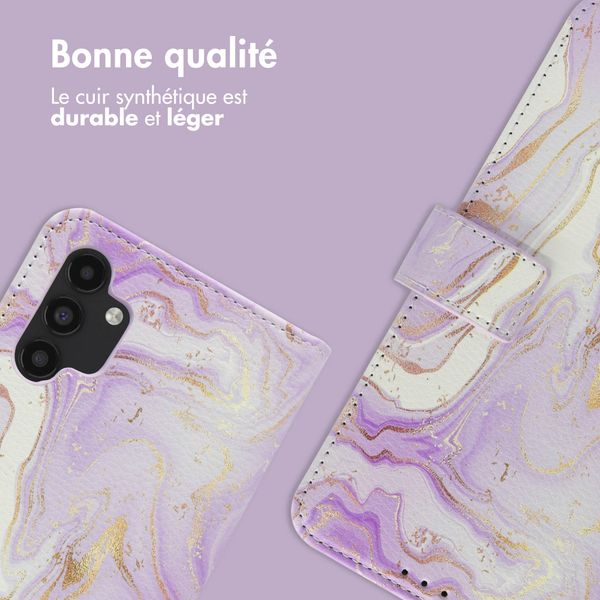 imoshion Étui de télephone portefeuille Design Samsung Galaxy A13 (5G) - Purple Marble