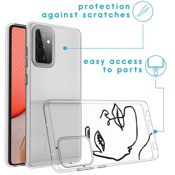 imoshion Coque Design Samsung Galaxy A72 - Visage abstrait - Noir