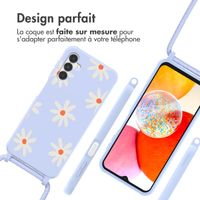 imoshion Coque design en silicone avec cordon Samsung Galaxy A14 (5G/4G) - Lila Flower Distance