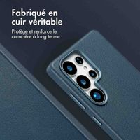 Accezz Coque arrière en cuir avec Magsafe Samsung Galaxy S25 Ultra - Nightfall Blue