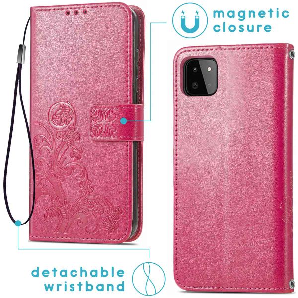 imoshion Etui de téléphone Fleurs de Trèfle Galaxy A22 (5G) - Fuchsia