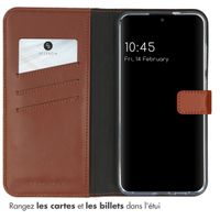 Selencia Étui portefeuille en cuir véritable Samsung Galaxy S24 Plus - Marron clair