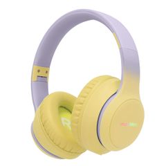 imoshion Casque sans fil pour enfants LED Light - Limiteur de décibels - Avec câble AUX - Lavender Lilac / Yellow