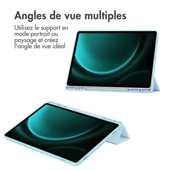 imoshion Coque tablette rigide Trifold Samsung Tab S10 Plus / Tab S9 FE Plus / Tab S9 Plus 12.4 pouces - Bleu clair