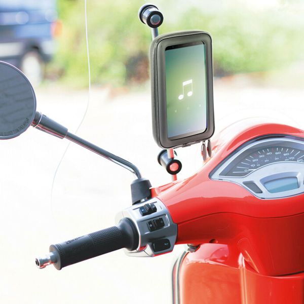 Lampa Support de téléphone scooter - Résistant aux éclaboussures - Fixation posurur rétroviseur et pare-brise - Noir