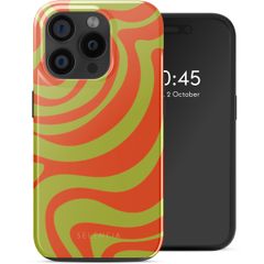 Selencia Coque arrière Vivid avec MagSafe Apple iPhone 15 Pro - Wavy Swirl Orange Fern