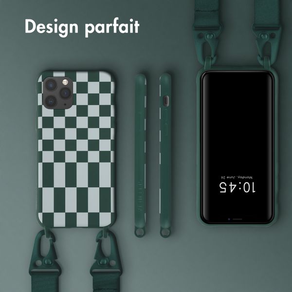 Selencia Coque design en silicone avec cordon amovible Apple iPhone 11 Pro - Irregular Check Green