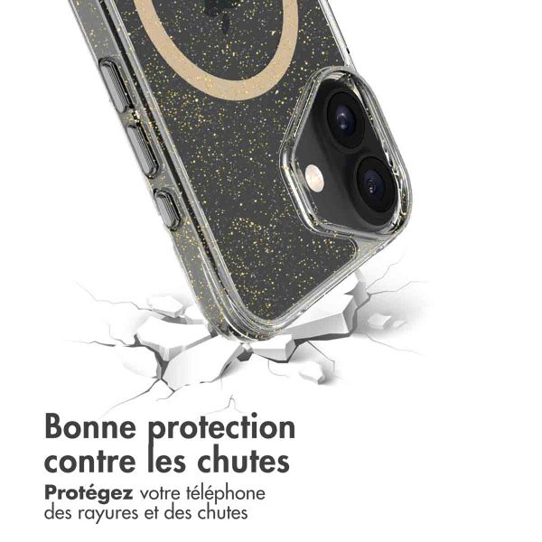 imoshion Coque arrière transparente Pailletée avec MagSafe Apple iPhone 16 - Doré