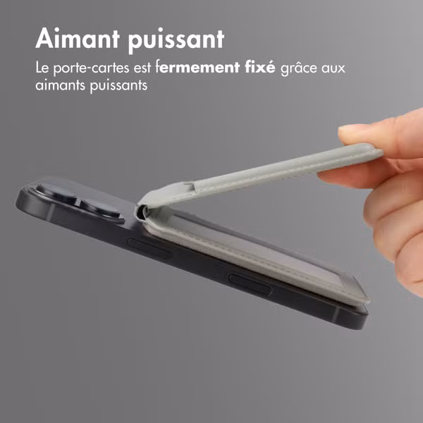Accezz Portefeuille en cuir magnétique avec support - Compatible avec Apple Find My - Light Grey