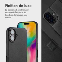 Accezz Étui de téléphone portefeuille en cuir 2-en-1 avec MagSafe iPhone 16  - Onyx Black