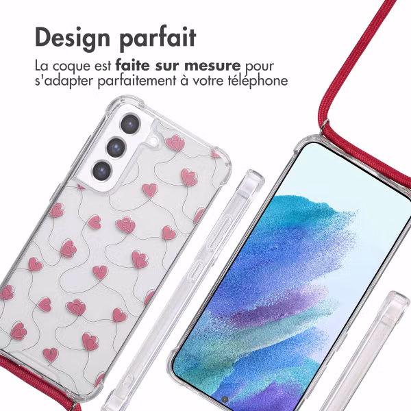 imoshion Coque Design avec cordon Samsung Galaxy S21 FE - Dusty Rose Connected Hearts