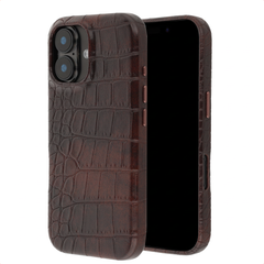 Selencia Coque arrière Croco avec MagSafe Apple iPhone 16 - Choco Brown