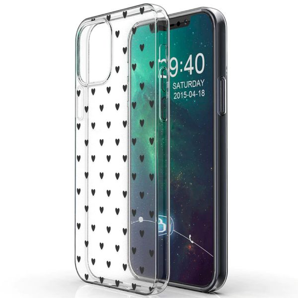 imoshion Coque Design iPhone 12 (Pro) - Cœurs - Noir